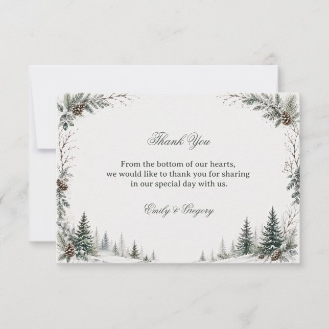 Winter Rustic Artwork Thank You Card (Front)
