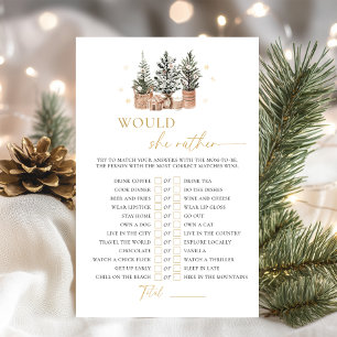 Winter Rustic Baby Shower Would She Rather Game