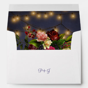 Winter rustic chalkboard lights floral wedding envelope