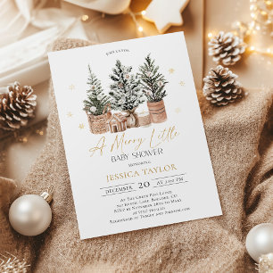 Winter Rustic Christmas A Merry Little Baby Shower Invitation