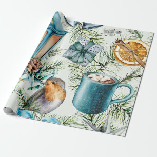 Winter Rustic Christmas Holiday Nature Inspired Wrapping Paper