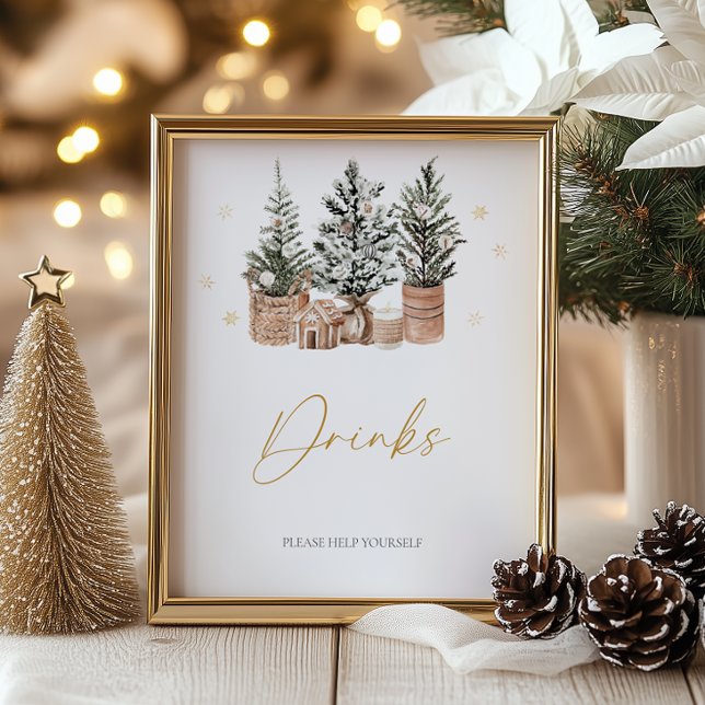 Winter Rustic Christmas Trees Drinks Poster (Creator Uploaded)