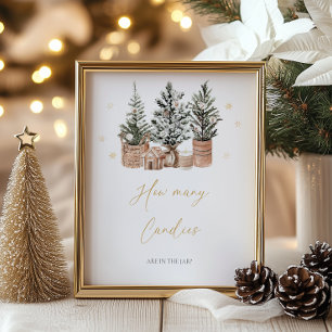 Winter Rustic Christmas Trees How Many Candies Poster