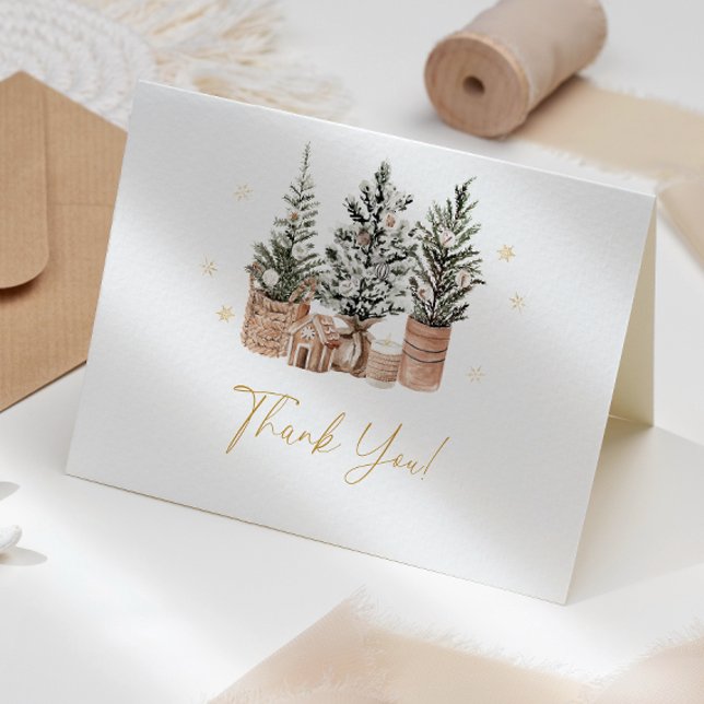 Winter Rustic Christmas Trees Thank You Card (Creator Uploaded)
