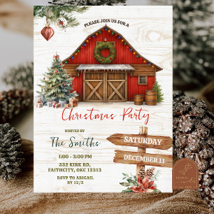 Winter Rustic Country Holiday Barnyard Party Invitation