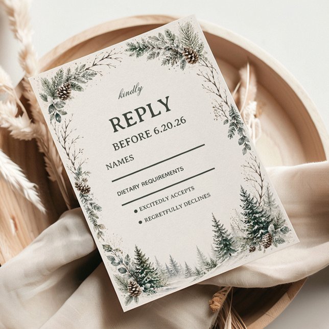 Winter Rustic Evergreen Artwork RSVP Card (Creator Uploaded)