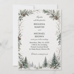 Winter Rustic Evergreen Woodland Invitation