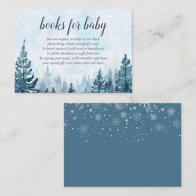 Winter Rustic Pine Tree Forest Books For Baby Enclosure Card (Front/Back)