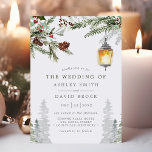 Winter Rustic Pine Trees Botanical Lantern Wedding Invitation<br><div class="desc">Invite guests to celebrate your special day with this enchanting rustic winter wedding invitation, featuring a timeless design of pine trees, delicate botanical elements, and a vintage lantern. Perfect for winter weddings with a natural or rustic theme, this invitation brings the cosy charm of the season to life. Ideal for...</div>