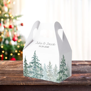 Winter Rustic Pine Trees Lantern Botanical Wedding Favour Box