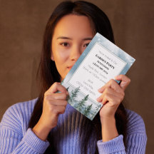 Winter Rustic Pine Trees Lantern Botanical Wedding
