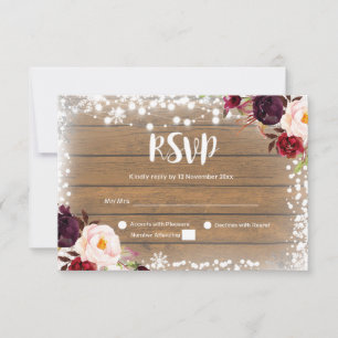 Winter Rustic Wedding RSVP Card