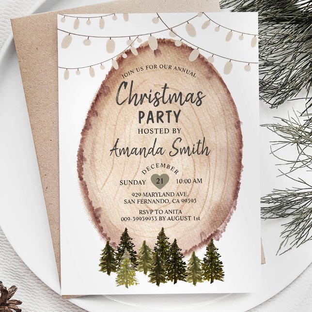 Winter Rustic Woodland Christmas Party Invitation (Creator Uploaded)