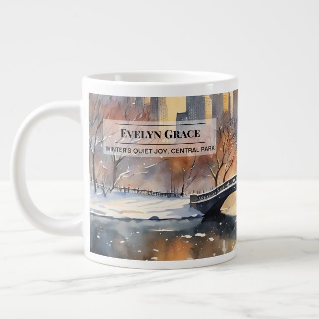 Winter’s Quiet Joy, Central Park Snow Scene Mug (Left)