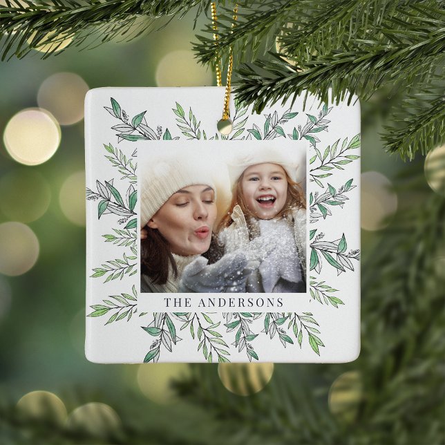 Winter Sage | Holiday Botanical Photo Ceramic Ornament (Creator Uploaded)