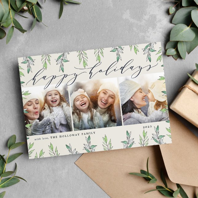 Winter Sage | Holiday Photo Collage Card (Creator Uploaded)