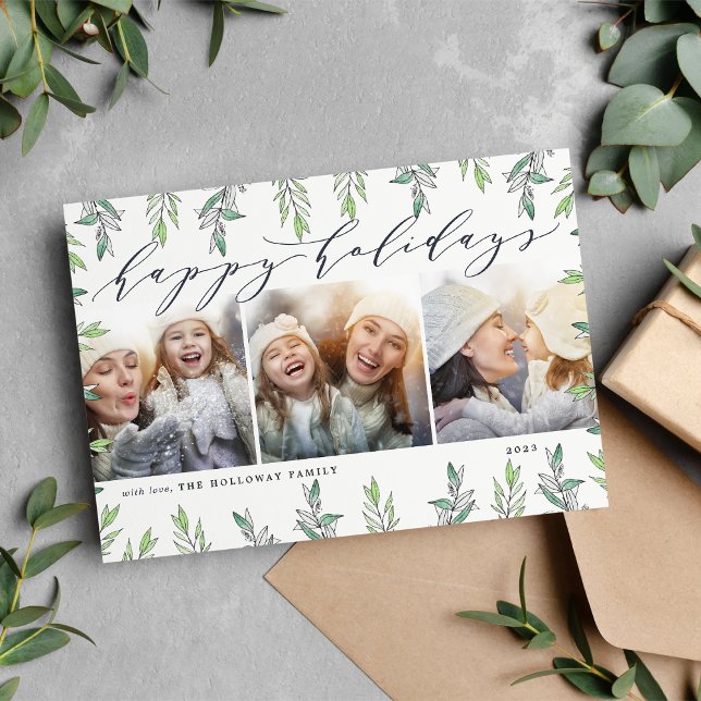 Winter Sage | Holiday Photo Collage Card (Creator Uploaded)