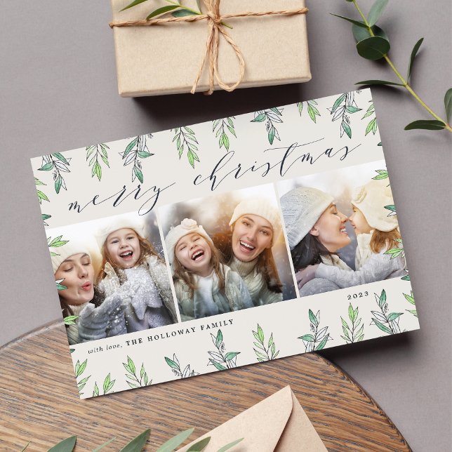Winter Sage | Holiday Photo Collage Card (Creator Uploaded)