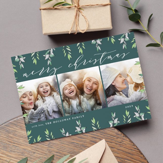 Winter Sage | Holiday Photo Collage Card (Creator Uploaded)