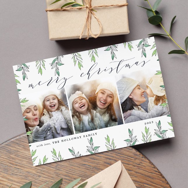 Winter Sage | Holiday Photo Collage Card (Creator Uploaded)