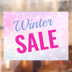 Winter Sale, DIY Message, Snowflakes, Fuchsia/Blue