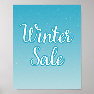 Winter Sale Sign, Blue Sale Sign, Seasonal Sale  Poster