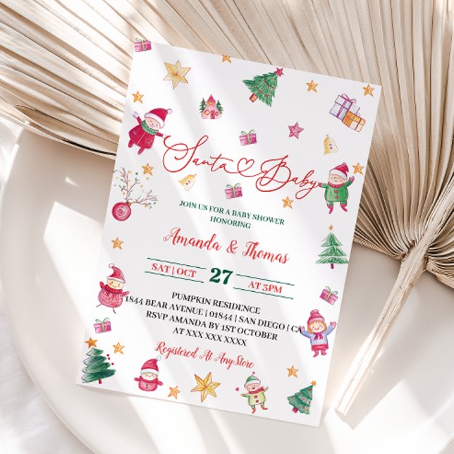 Winter Santa Baby Baby Shower Invitation (Creator Uploaded)