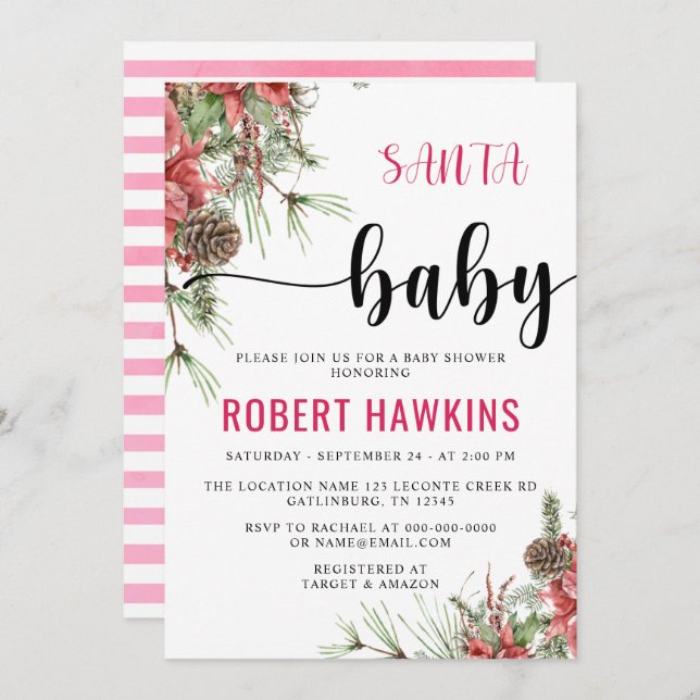 Winter Santa Baby Baby Shower Invitation (Front/Back)