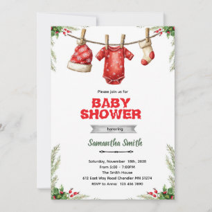 Winter santa baby shower invitation