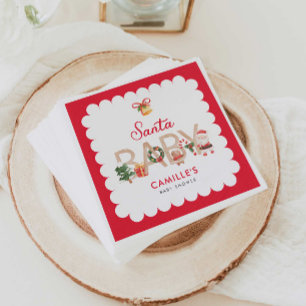 Winter Santa Baby Shower Invitation Napkin