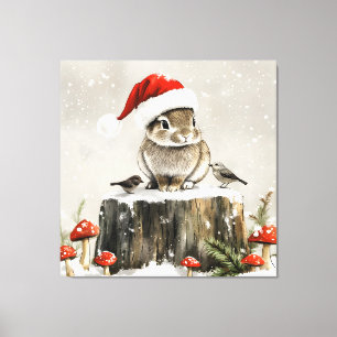 Winter Santa Bunny Wonderland Canvas Print