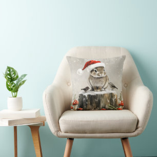 Winter Santa Bunny Wonderland Cushion