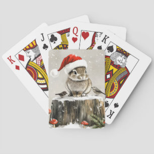 Winter Santa Bunny Wonderland Playing Cards