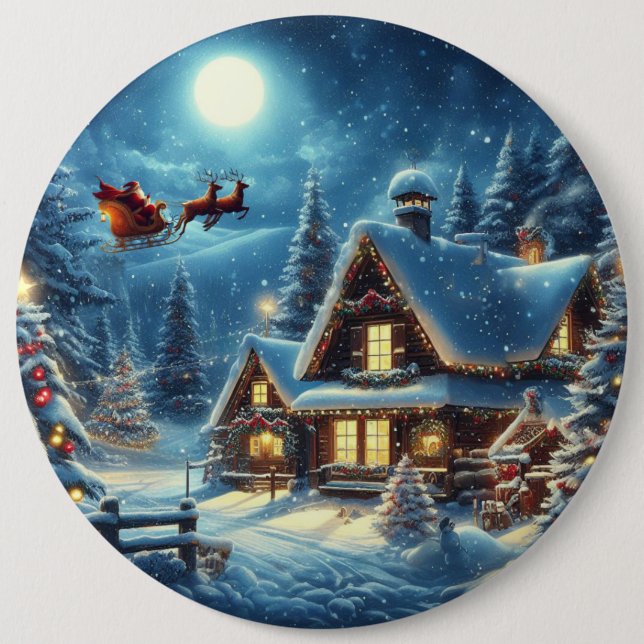 Winter/Santa/Christmas/Snow 6 Cm Round Badge (Front)