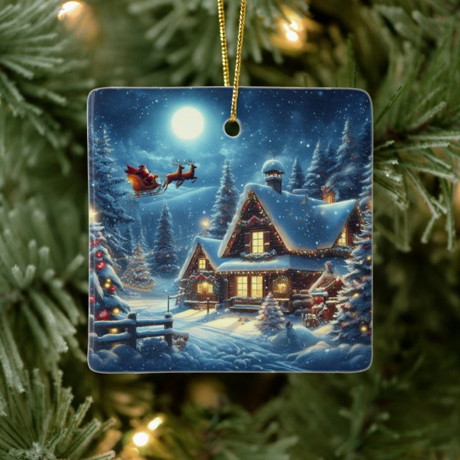 Winter/Santa/Christmas/Snow Ceramic Ornament (Tree)