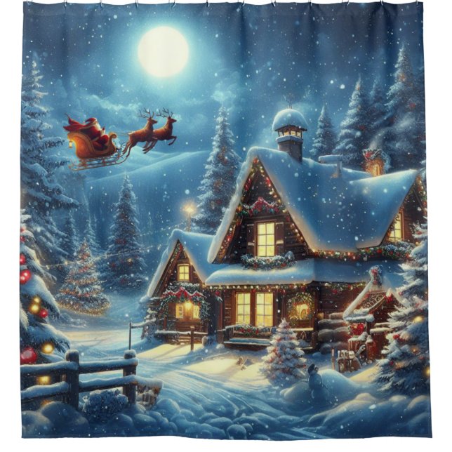 Winter/Santa/Christmas/Snow Shower Curtain (Front)