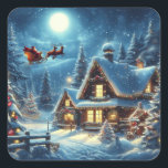 Winter/Santa/Christmas/Snow Square Sticker<br><div class="desc">classic</div>