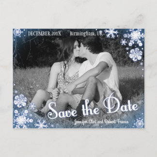 Winter Save the Date Postcard Snowflake Custom