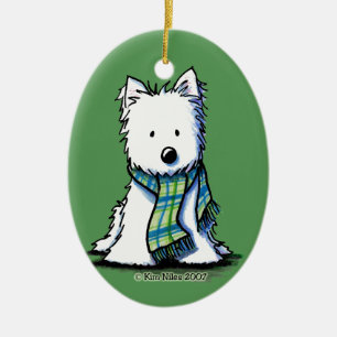 Winter Scarf Westie Ceramic Ornament