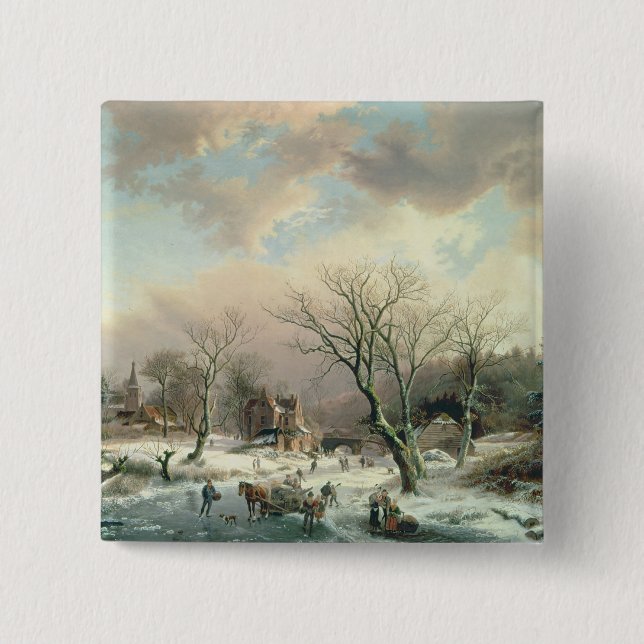 Winter Scene 15 Cm Square Badge (Front)
