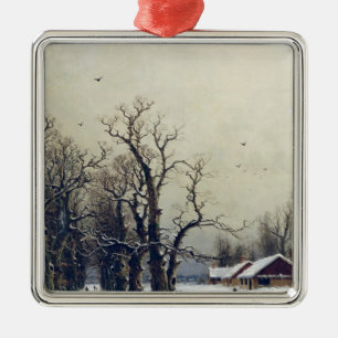 Winter scene, 19th century metal tree decoration
