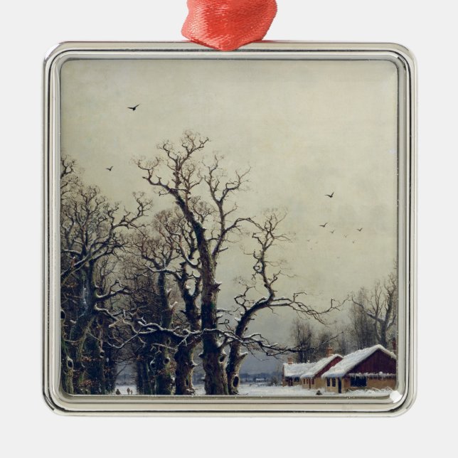 Winter scene, 19th century metal tree decoration (Front)