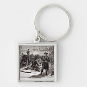 Winter Scene at the Continental Army Encampment Key Ring