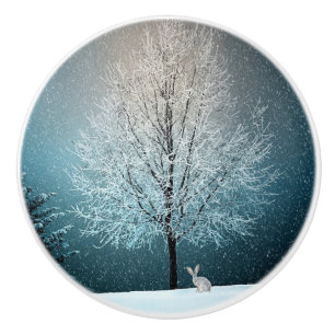 Winter Scene Ceramic Knob