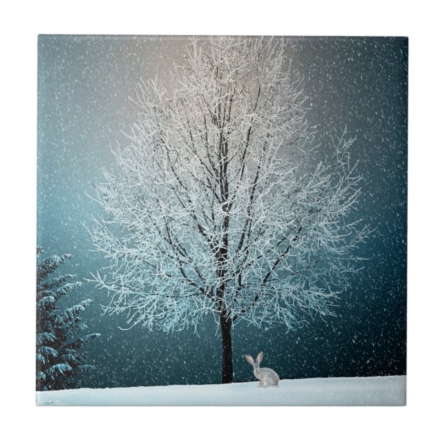 Winter Scene Ceramic Tile (Front)