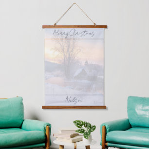Winter scene custom Christmas Holiday Hanging Tapestry
