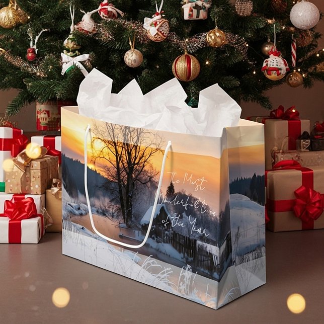 Winter scene custom Christmas Holiday  Large Gift Bag (Creator Uploaded)