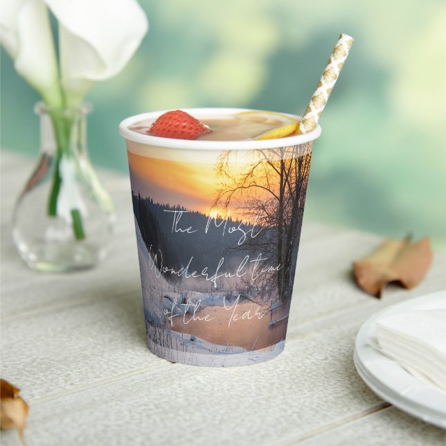 Winter scene custom Christmas Holiday  Paper Cups (Insitu)
