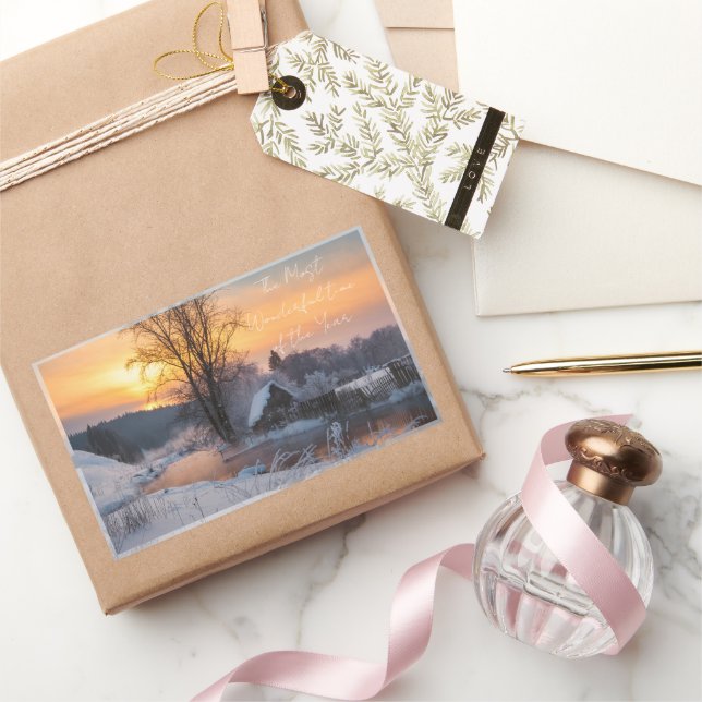 Winter scene custom Christmas Holiday  Rectangular Sticker (Gifting)