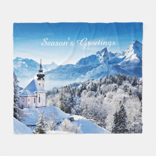 Winter scene custom fleece blanket